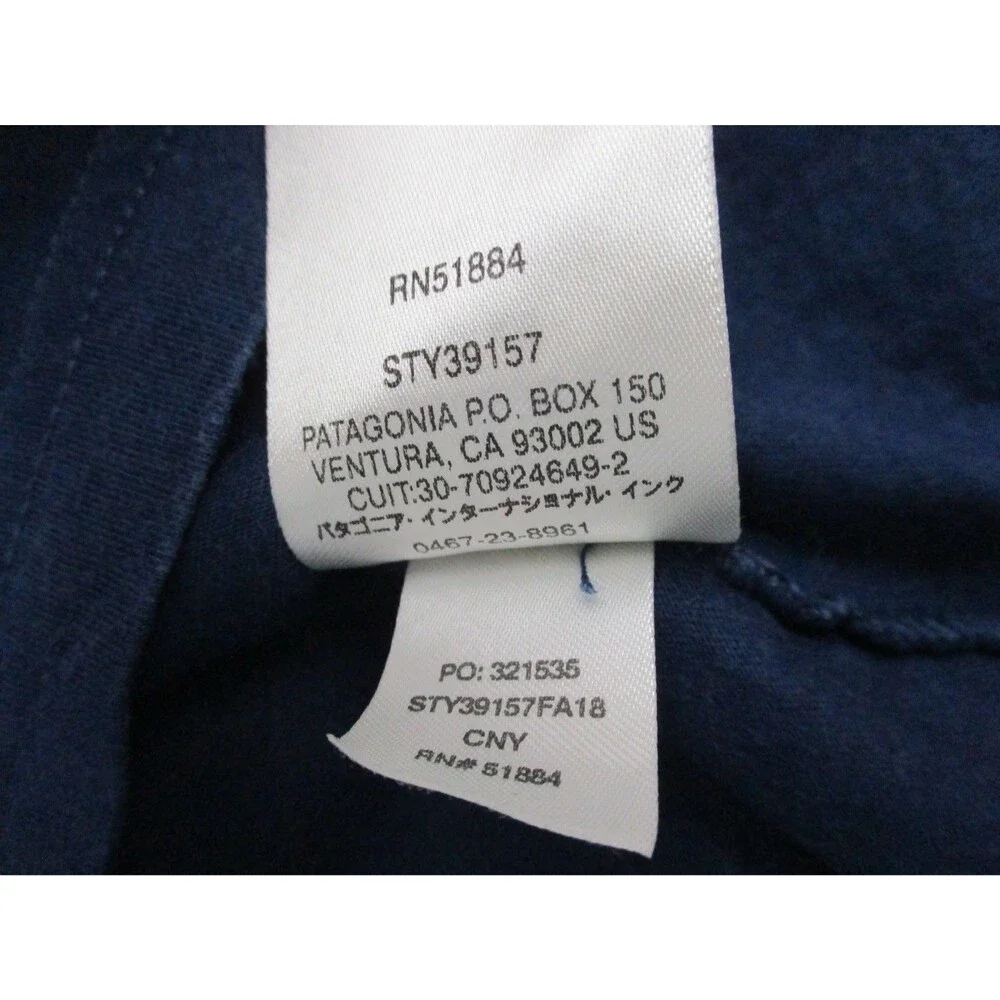 Patagonia Shirt Mens 2XL Slim Fit Blue Organic Cotton Tee Crew Neck Short Sleeve - Picture 10 of 15